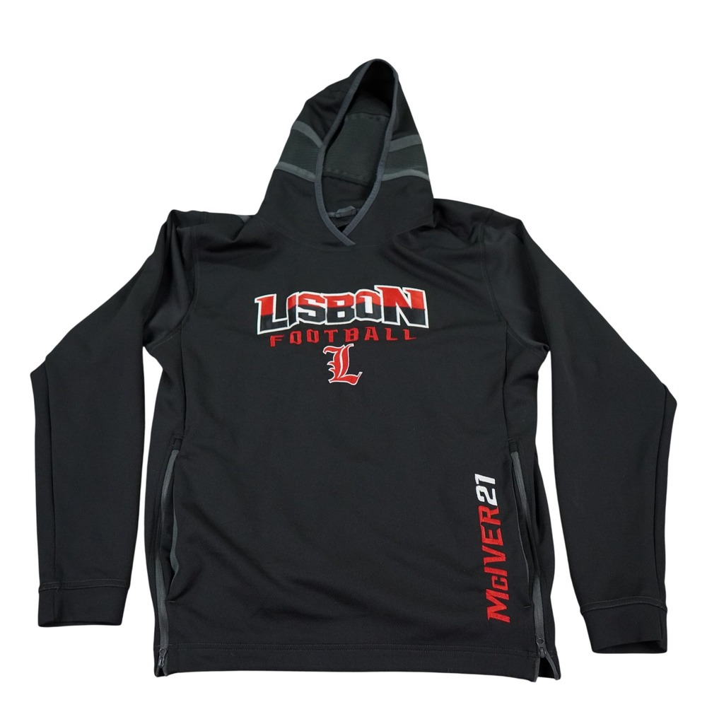 X-Grain Lisbon Football Hoodie Mens Large Black McIVER Side Zip Performance